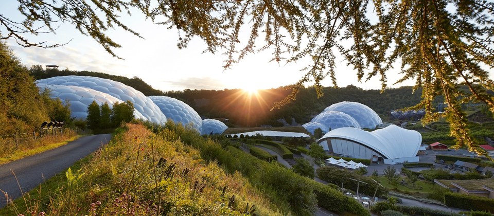 Eden Project biomes and landscape in Cornwall